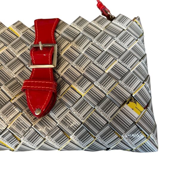 Nahui Ollin Barcode Crossbody with Red Accent Strap and Buckle NWOT - Picture 3 of 12